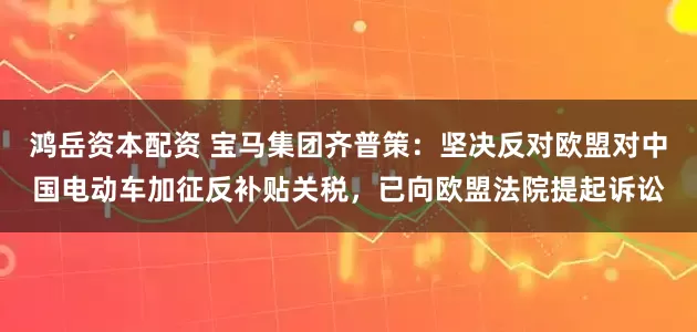 鸿岳资本配资 宝马集团齐普策：坚决反对欧盟对中国电动车加征反补贴关税，已向欧盟法院提起诉讼